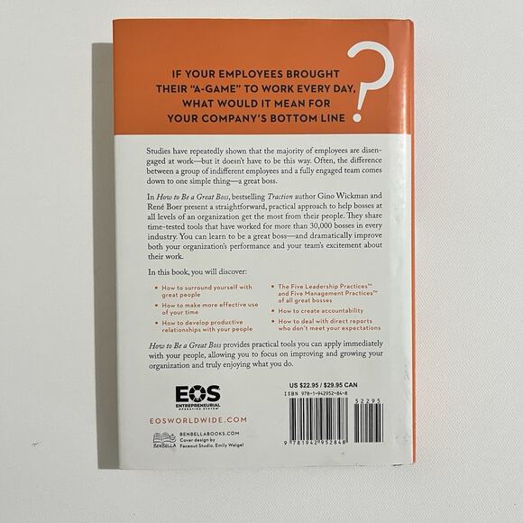 How To Be A Great Boss Gino Wickman And Rene Boer Hardcover - Picture 2 of 11